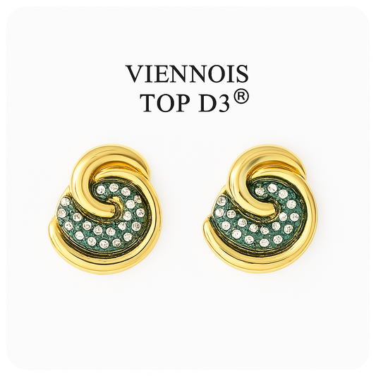 Emerald Swirl CZ Stud Earrings – Gold-Tone